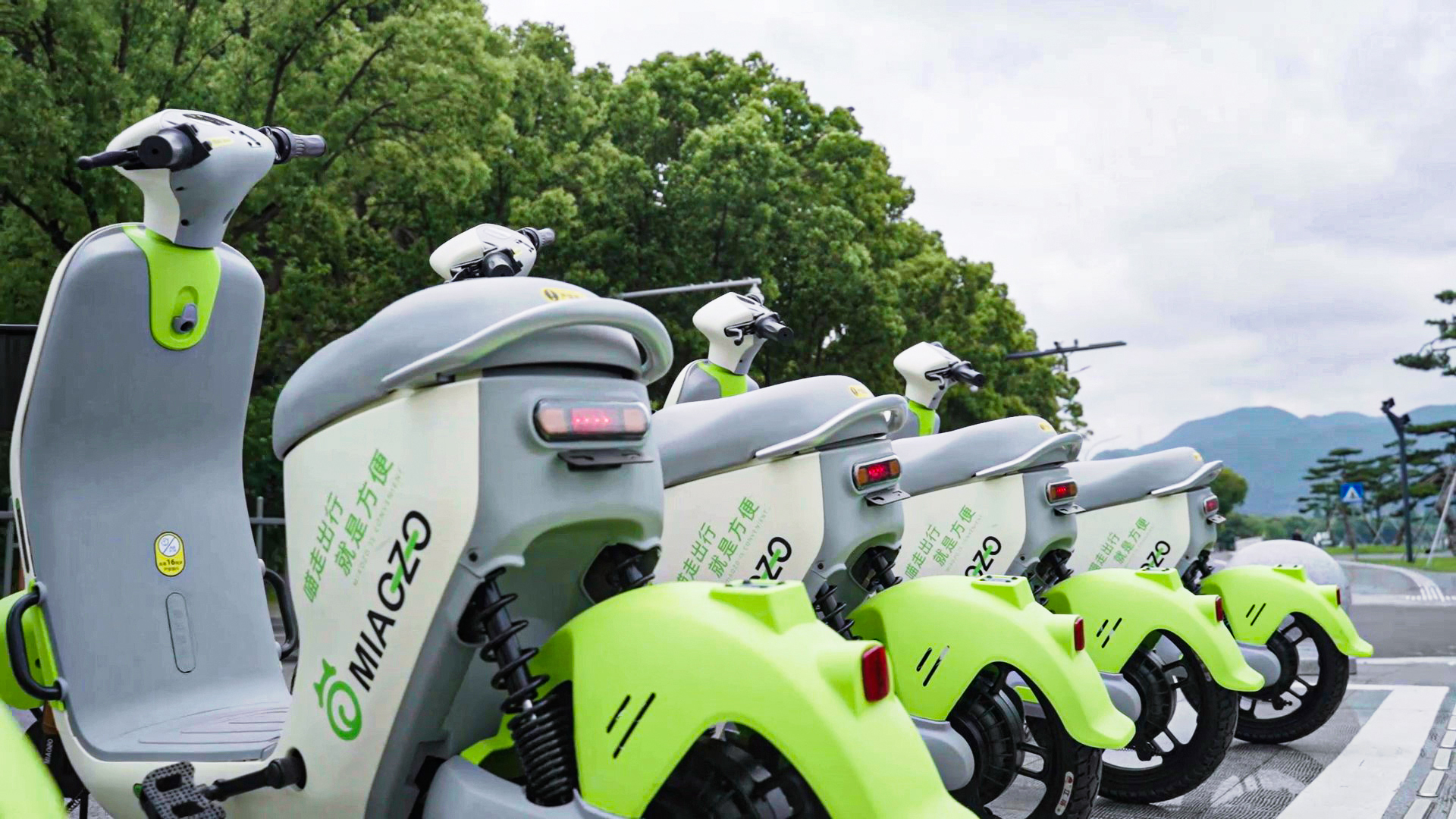 整齊停放的共享電動車